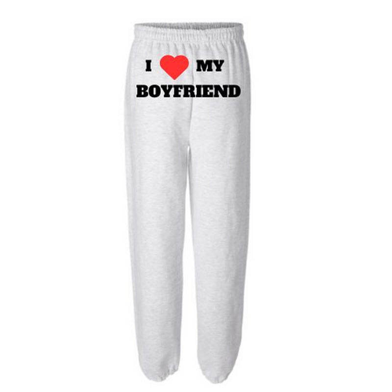 I Love My Boyfriend Sweatpants – Perfect Valentine's Day Gift (Grey)