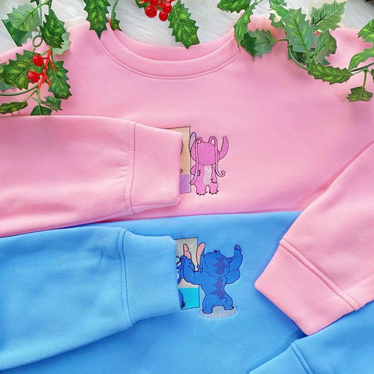 Cute Couple Embroidery Outfit Sweatshirt