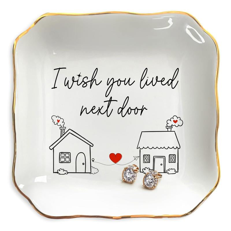 Anniversary Wedding Gifts for Women - Anniversary, Valentines Day, Engagement Gifts for Her, Wedding Gifts for Newlyweds, Wife Gifts from Husband - 4"X4" Porcelain Jewelry Dish Tray